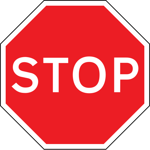 Stop sign — red octagon with STOP in white
